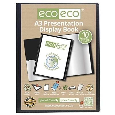 Abbildung von eco A3 50% Recycelt 10 Taschen Schwarz Farbe Päsentationsdisplay Buch