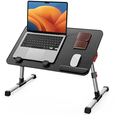 Abbildung von Tisch, SAIJI Betttisch höhenverstellbar, mit 4 einstellbare Winkel, Klappbarer Lapdesk, für Sofa Couch Boden Arbeiten Studieren Lesen Schreiben Essen, Fit bis zu 17&quot; Laptop (60 * 33cm Schwarz)