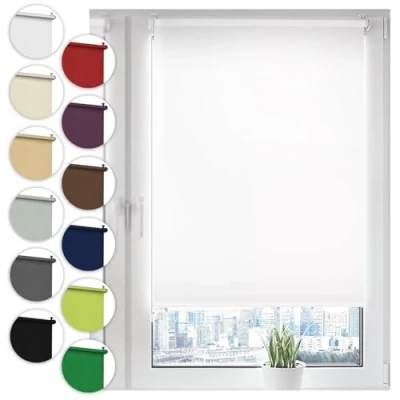 Abbildung von Verdunkelungsrollo Klemmfix ohne Bohren 50cm x 130cm Weiß Verdunklungsrollo Fensterrollo Rollo Seitenzugrollo Klemmrollo für Fenster &amp; Tür