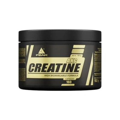 Abbildung von PEAK Creatin AKG 160 Kapseln I Alpha Ketoglutarat hohe Bioverfügbarkeit Muskelaufbau Masseaufbau Kraftzuwachs 152 g