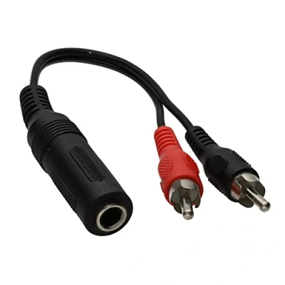 Abbildung von kenable 6,35 mm Klinkenstecker Buchse Zum 2x Chinch Cinch Stecker Adapter Kabel 10 cm