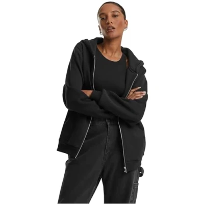 Abbildung von Urban Classics Herren Tb7286 ladies Fluffy Zip Hoody Sweatshirt, Schwarz, 5XL EU