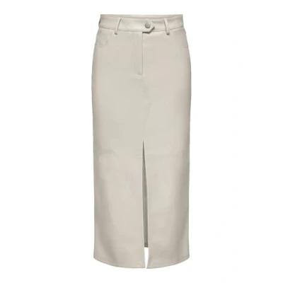 Abbildung von ONLY Damen Onlrima Faux Leather Long Skirt OTW Rock, Pumice Stone, 36