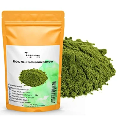 Abbildung von 1Kg Neutrales Henna Pulver Neutral für Haar Reinigend Regulierend Verleiht Volumen Stärkend Cassia Obovata Feines Pulver, 100% Natürlich, Rein und Ohne Zusatzstoffe Tazarin Ltd