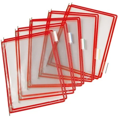 Abbildung von Tarifold 114003 A4 PVC Taschen mit Zapfen für Wanddisplayset und Dokumentenablage aus Metall, rot, 10