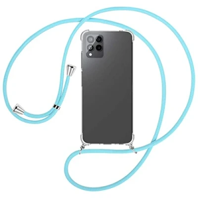 Abbildung von mtb more energy® Handykette kompatibel mit Telekom T Phone Pro 5G Himmelblau Smartphone Hülle zum Umhängen Anti Shock Full TPU Case