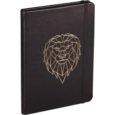 Abbildung von Clairefontaine 400129C Notizbuch DIN A5, 14,8 x 21 cm, liniert mit Hardcover Black Forest, Einbamd aus Lammleder, Löwe, 1 Stück