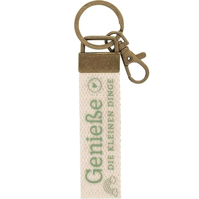 Abbildung von GRUSS &amp; CO Schlüsselanhänger Canvas Motiv Genieße Anhänger aus hellem mit die kleinen Dinge, Karabiner 48396
