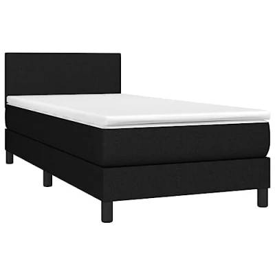 Abbildung von vidaXL Boxspringbett mit Matratze LED Bettgestell Einzelbett Polsterbett Bett Hotelbett Bettrahmen Lattenrost Schlafzimmerbett Schwarz 90x200cm Stoff