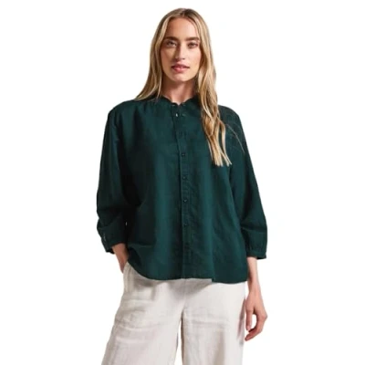 Abbildung von Street One Damen A345404 Leinenmix Bluse mit Rüschen, Dark Garden Green, 38