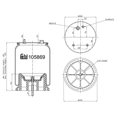Abbildung von FEBI BILSTEIN 105869 Federbalg, Luftfederung DAF: XF