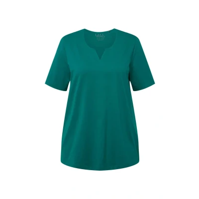Abbildung von Ulla Popken Halbarm Tshirt basic, Damen, Größe: 50/52, Classic emerald