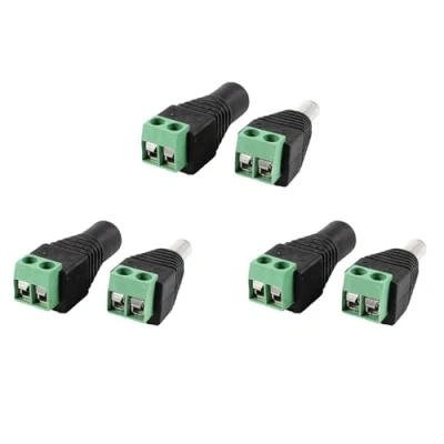 Abbildung von Tynmoel 6 Stuecke Maennlich Weiblich 5,5 X 2,1 mm DC Buchse Stecker EU Netzteil Fuer Ueberwachungskamera