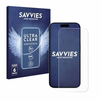 Abbildung von Savvies 6 Stück Schutzfolie für Apple iPhone 15/15 Pro Displayschutz Folie Ultra Transparent