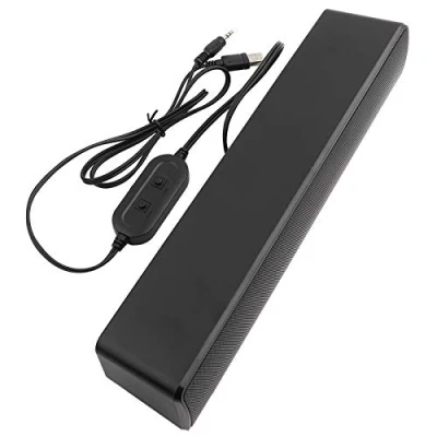 Abbildung von Tragbare Soundbar, USB Wired Stereo Soundbar Music Player Bass Surround Sound Box 3,5 mm Eingang für PC Handys Desktop, Laptop, TV, Smartphone, Tablet PC, MP3, MP4(Schwarz)