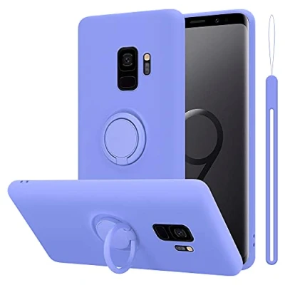 Abbildung von Cadorabo Hülle kompatibel mit Samsung Galaxy S9 Schutzhülle TPU Silikon Case Liquid Design Ring Slim Kratzfest Liquidsilikon Microfaser Rundumschutz für in Lila