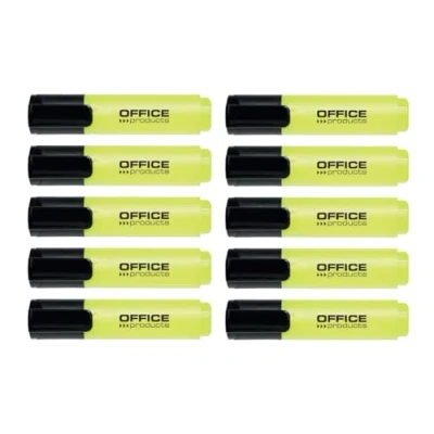Abbildung von OFFICE PRODUCTS Textmarker 10er Pack Gelb/Highlighter Textliner Die Ungiftige Tinte, Keilspitze Leuchtfarben Hohe Qualität/Strichstärke 2 5mm