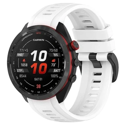 Abbildung von GIOPUEY Armband Kompatibel mit Garmin Approach S70 47mm, Weiches Silikon [Verschleißfest] [Atmungsaktiv] Ersatzarmband White