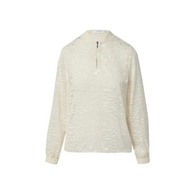 Abbildung von comma casual identity Semitransparente MIT Stehkragen Bluse, Damen, Größe: 36, Creme