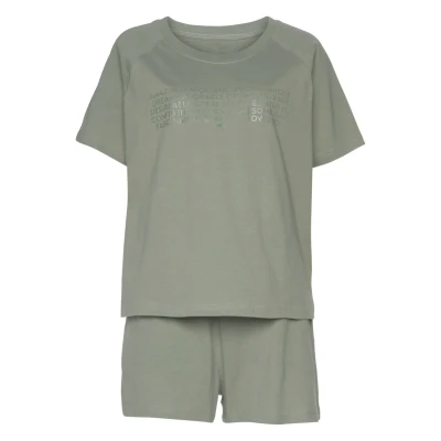 Abbildung von Lascana VD Slogan Nachtwäsche Set, Damen, Größe: 32/34, Khaki