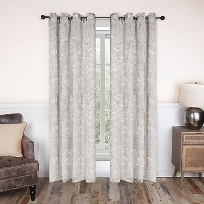 Abbildung von Superior Verdunkelungsvorhänge, Raumverdunkelung, Fensterakzent für Schlafzimmer, Sonnenblockierung, thermische, Moderne böhmische Vorhänge, Blätter Kollektion, 2 Paneele, Stangentasche 132,1 x