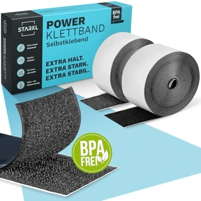 Abbildung von STARKL® Klettband Selbstklebend Schwarz BPA Frei Größe 3m x 50mm Klettverschluss Extra Stark