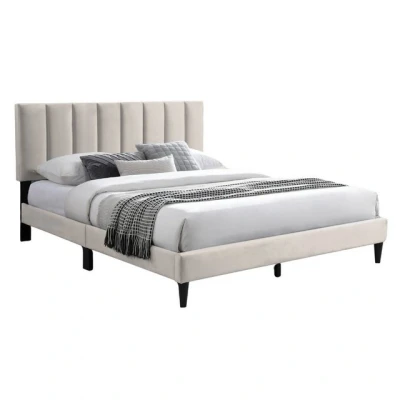 Abbildung von Home Collective Polsterbett 140x200 &amp; 160x200 cm mit Lattenrost und weichem Bezug, Bettgestell (Doppelbett gepolstertem Kopfteil, robustes Gestell, hoher Liegekomfort), vertikaler Steppung, cm, Beige
