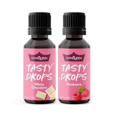 Abbildung von GymQueen Tasty Drops, Weiße Schokolade &amp; Himbeere, 2x30ml, Flavour Drops ohne Kalorien