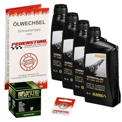 Abbildung von Öl &amp; Ölfilter für Honda CB 500, 1996 2003 (PC32) / Ölwechsel Set/Classic 10W 40 Motoröl + HiFlo Filter Dichtring(e)