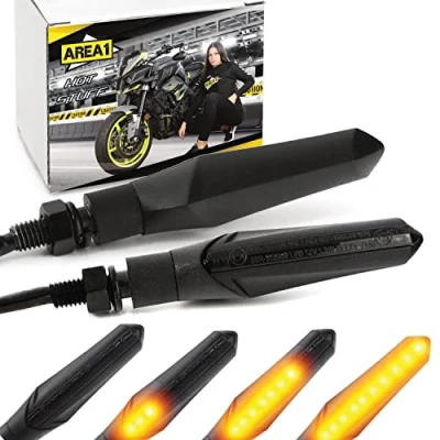 Abbildung von Area1 Blinker Motorrad LED e geprüft schwarz, Lauflicht Effekt, M8 Set (2), Lauflicht,