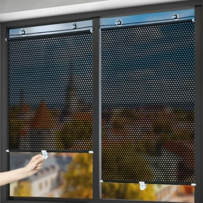 Abbildung von jiajulashou123 Saugnapf Rollo Sonnenschutz Rollos Mit Saugnäpfen Verdunkelungsrollo Fenster Temporäre Jalousien Einziehbarer Balkon Ohne Bohren für Küche,Auto (40x60cm)