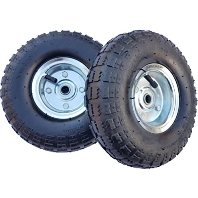 Abbildung von 2 x FROSAL Luftrad Bollerwagen Ø 260 mm 4.10/3.50 4 Ersatzrad Reifen Sackkarre Achse 16 Rad mit Kugellager Stahlfelge silber