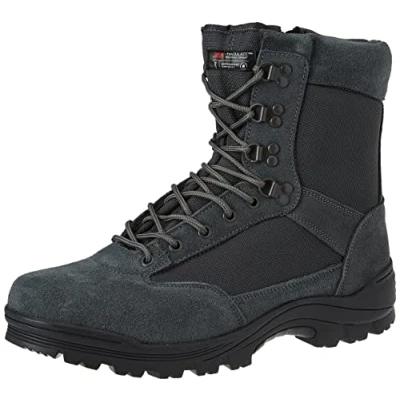 Abbildung von Mil Tec Tactical Boot mit YKK® Zipper Militärstiefel Herren Als Outdoor Boot, Arbeitsstiefel, Wanderstiefel, Einsatzstiefel Atmungsaktiv &amp; angenehmer Komfort Urban Grey, Größe: EU 44