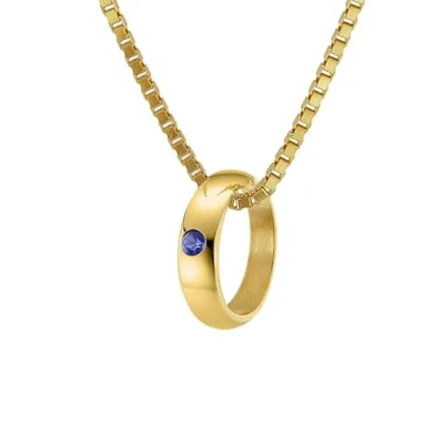 Abbildung von trendor Kette mit Anhänger Taufring Saphir Gold 585 an goldplattierter 40/38 cm