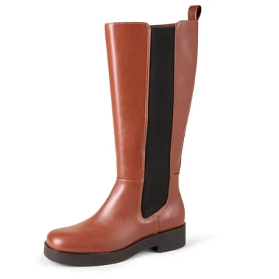 Abbildung von Amazon Essentials Damen Hoher Stiefel mit Zwickel, Kastanienbraun, 38.5 EU