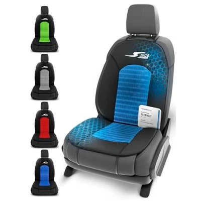 Abbildung von Walser Car Comfort Auto Sitzauflage S Race, Auszeichnung Sehr Gut* Autositzauflage, Sitzkissen PKW, Universal Sitzschoner Auto, Vordersitze, Sitzunterlage blau/schwarz