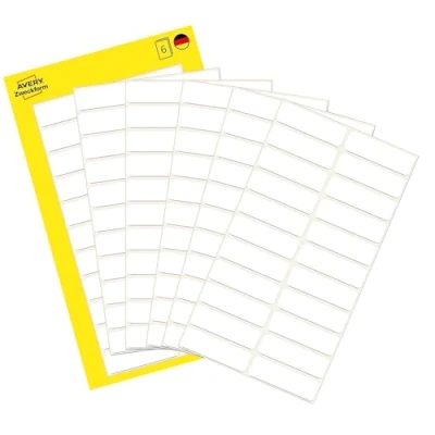 Abbildung von AVERY Zweckform 3044 Haushaltsetiketten selbstklebend (32x10 mm, 132 Aufkleber auf 6 Bogen,Vielzweck Etiketten für Haushalt, Schule und Büro zum Beschriften Kennzeichnen) blanko, weiß