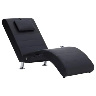 Abbildung von vidaXL Chaiselongue mit Massage Kissen Relaxliege Liegesessel Sessel Lounge Liegestuhl Relaxsessel Loungesessel Sesselliege Komfortliege Schwarz Kunstleder