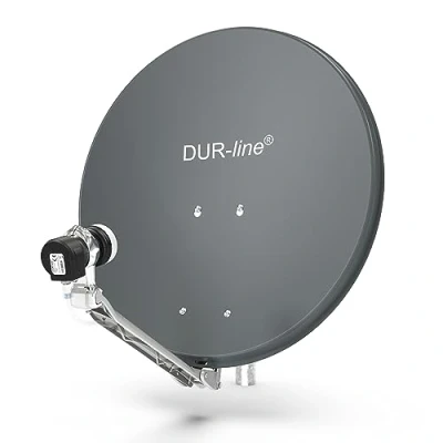 Abbildung von DUR line 1 Teilnehmer Set Qualitäts Alu Satelliten Komplettanlage Sat Spiegel