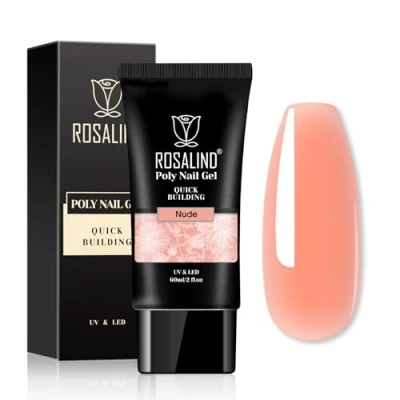 Abbildung von ROSALIND Poly Nail Gel, 60ML Art Acrylgel für Nägel, UV/LED Nagellack Gel Verlängerungskleber Maniküre Reparatur Nagelverlängerung, Nackt