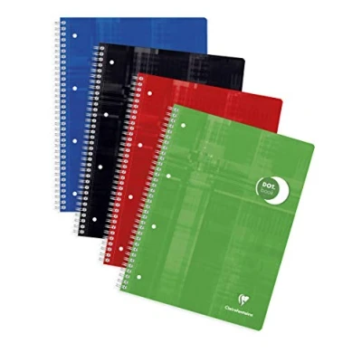 Abbildung von Clairefontaine 8253C Packung mit 5 Collegeblöcken DIN A4+ Ringbuchlochung, 4 fach gelocht, 80 Blatt Dot/punktkariert, 90g, farbig sortiert, 1 Pack