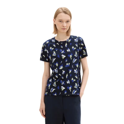 Abbildung von TOM TAILOR Denim Rundhalsshirt mit All Over Print
