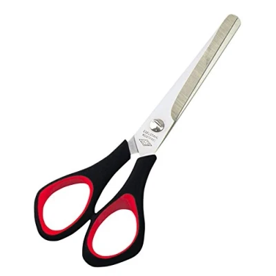 Abbildung von Wedo 9766 Allzweckschere Universalschere (rostfreier Edelstahl, rund, Kunststoff Softgriffe 15,5 cm) schwarz/rot