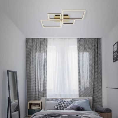 Abbildung von Briloner Leuchten LED Deckenleuchte 3128017 FRAME, Dimmfunktion, Memoryfunktion, Timerfunktion, fest integriert, warmweiß, dimmbar, schwenkbar, 3000K gold braun