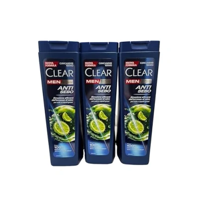 Abbildung von 6 x Clear Men Anti Talg Shampoo Schuppen mit Zitronenextrakten für fettiges Haar Flaschen à 225 ml