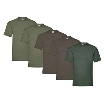 Abbildung von Fruit of the Loom 5er Pack T Shirts, 2X Schoko + Olive 1x Flaschengrün 1 HL Kauf Notizblock, Größe XXL