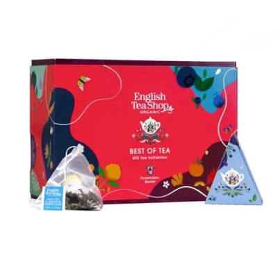Abbildung von ETS Teegeschenk Set &quot;Classic Collection&quot; 6x2 versch. BIO Tee Sorten: Früchtetee, Kräutertee, Grüner &amp; Schwarzer Probierset u. Geschenk Box 12 Pyramidenbeutel