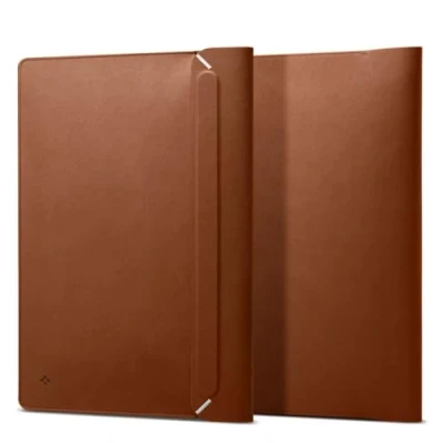 Abbildung von Spigen Valentinus Laptoptasche Hülle Tasche 13 13,3 14 Zoll, Leder Laptop Kompatibel mit MacBook Pro/Air, M1 / M2 M3 M4, Dell, Acer, ASUS, Hp, Lenovo usw Braun