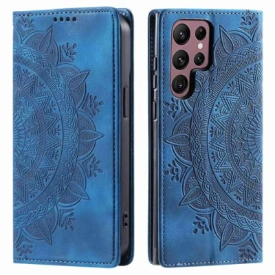 Abbildung von CoverKingz Handyhülle für Samsung Galaxy S25 Ultra Handytasche mit Kartenfach Klapphülle Cover Handy Hülle klappbar Motiv Mandala Blau