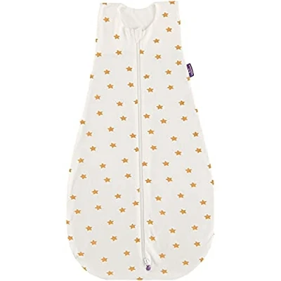 Abbildung von Träumeland S0300502 Sommerschlafsack LIEBMICH Tencel, Größe 60 cm, Design &#039;weiß mit gelben Sternen&#039;: Ohne optische Aufheller, mehrfarbig, 240 g